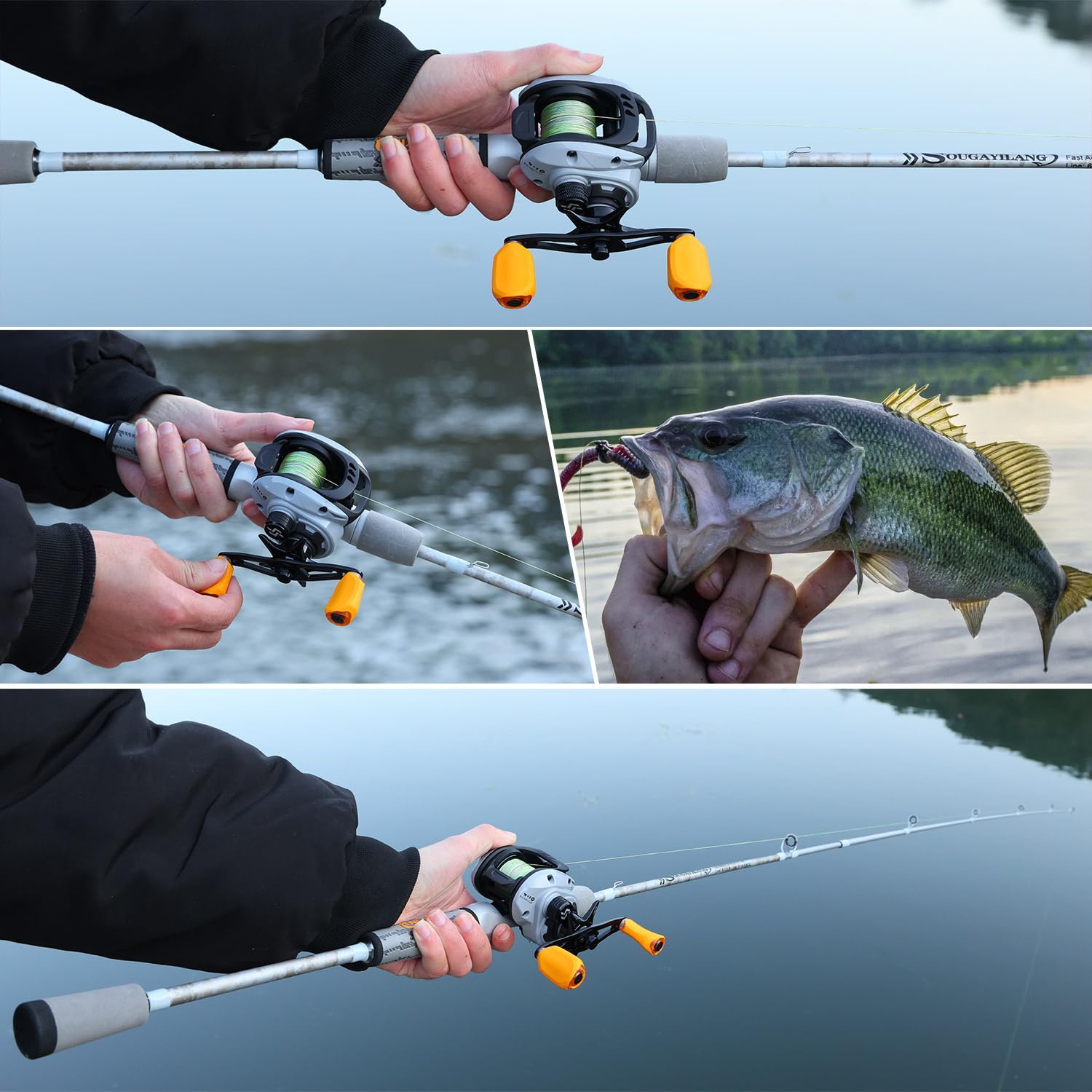 Sougayilang Spinning& Casting Combinaisons de cannes à pêche en graphite 2 flans Moulinet de pêche à la perche