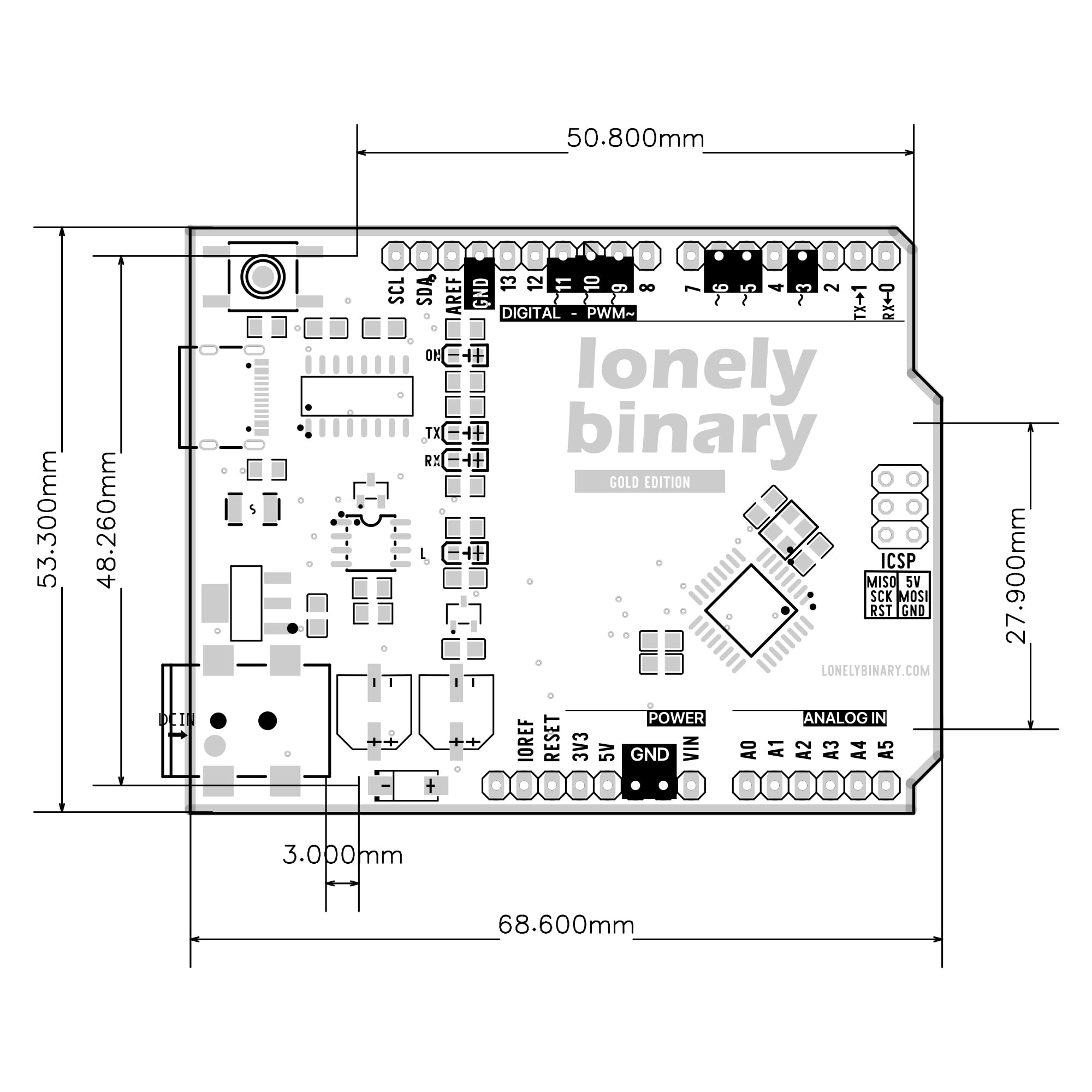 Lonely Binary UNO R3 Gold Edition - ATmega328P, ATMEGA16U2, scheda di sviluppo senza piombo con USB Type-C | Compatibile con Arduino IDE
