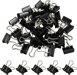 40 Pack 15mm Mini Binder Clips, Black | Small Paper Clips, Micro Size Office Clips, Clamps for Home School Business
