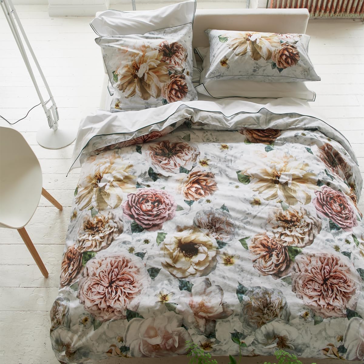 Housse de couette percale de coton 240x220 Designers Guild Pahari Tuberose pour lit double