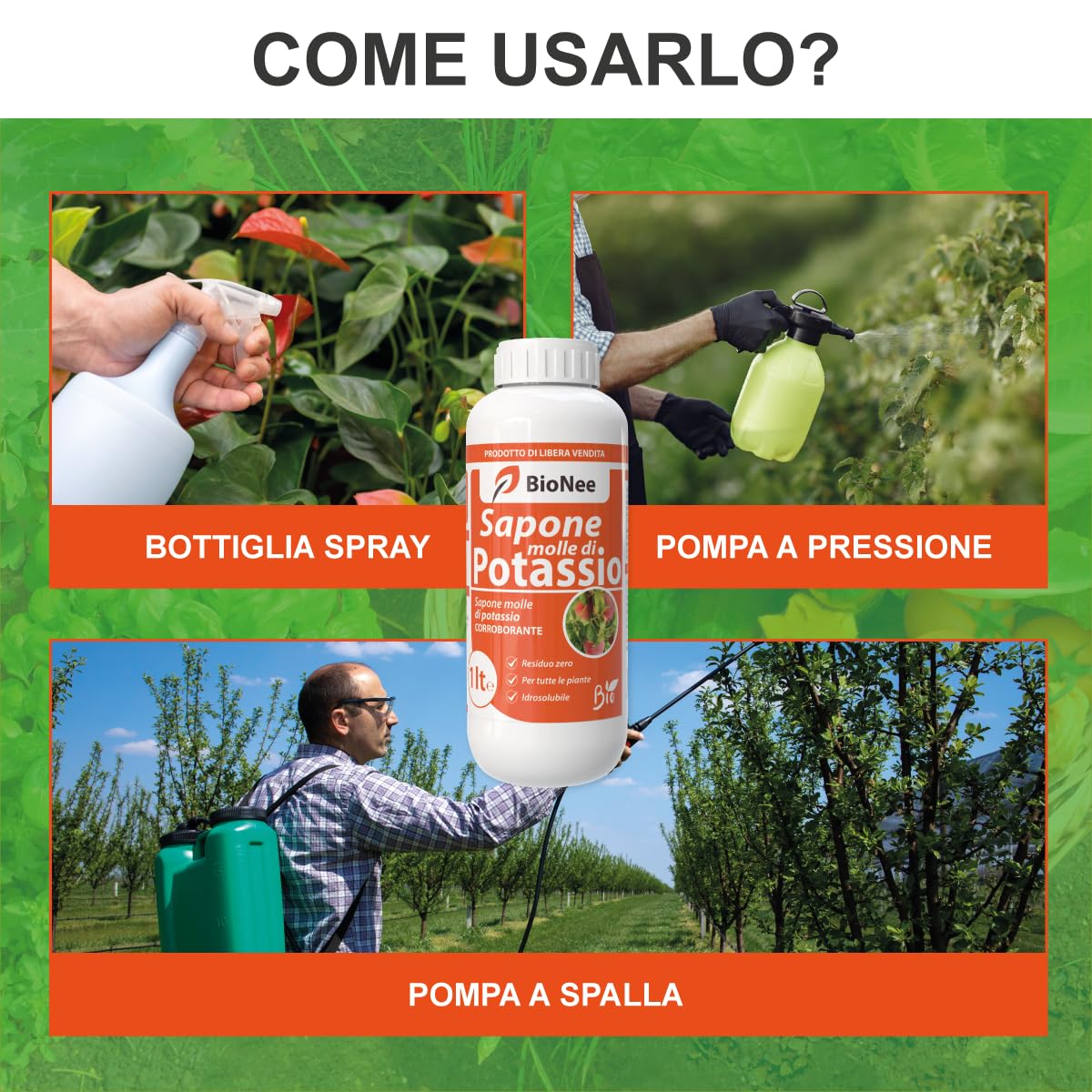 Sapone Molle di Potassio – Protezione Naturale e Biologica per Piante Sane e Rigogliose - insetticida naturale biologico - corroborante potenziatore delle difese naturali (1 litro)