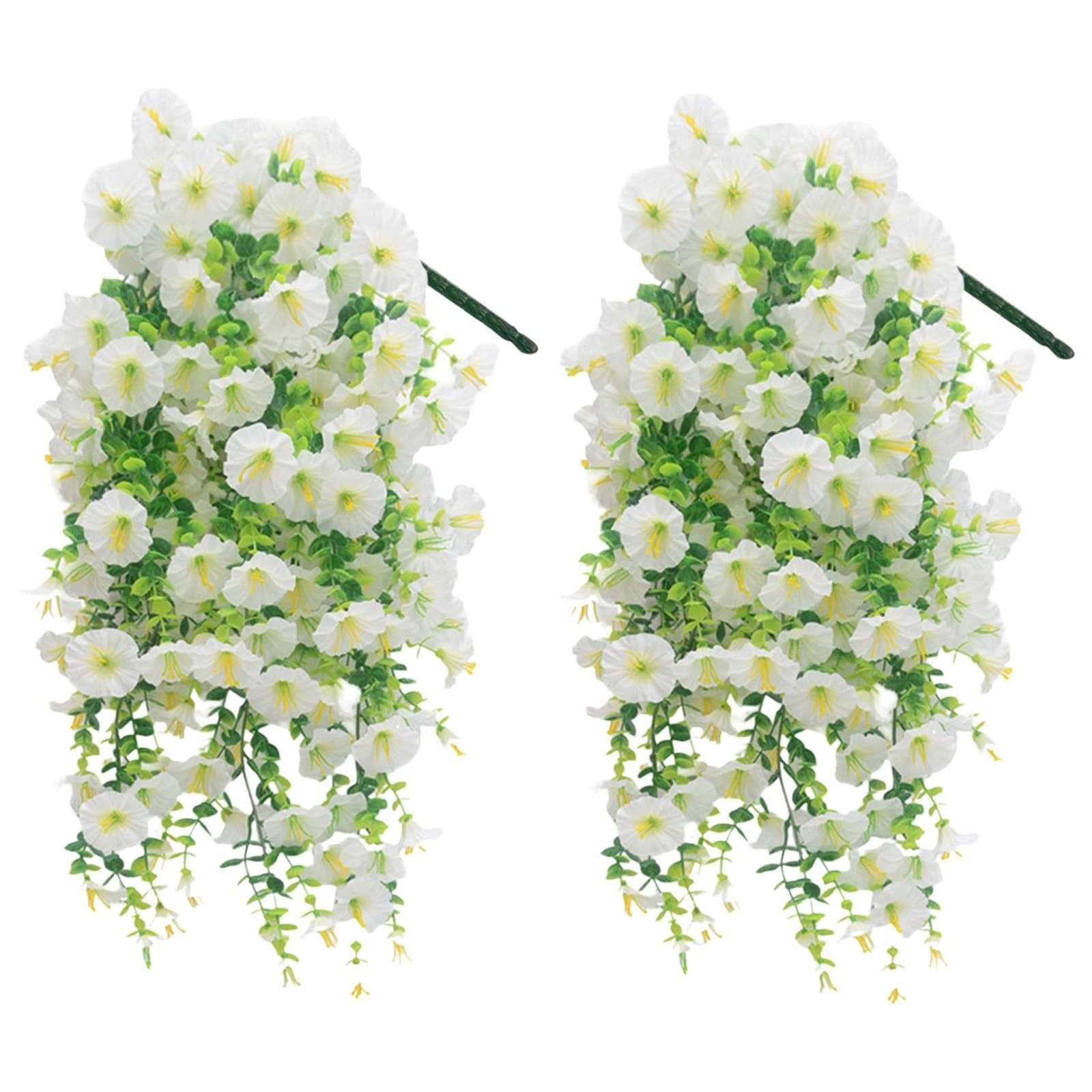 Bgdhinkt Artificial Hanging Flowers Outdoor, Morning Glory Trailing Artificial Plants, Uv-Resistant Fake Hanging Plants For Hanging Basket Spring Garden Porch Balcony Home Decor (D-2PC)