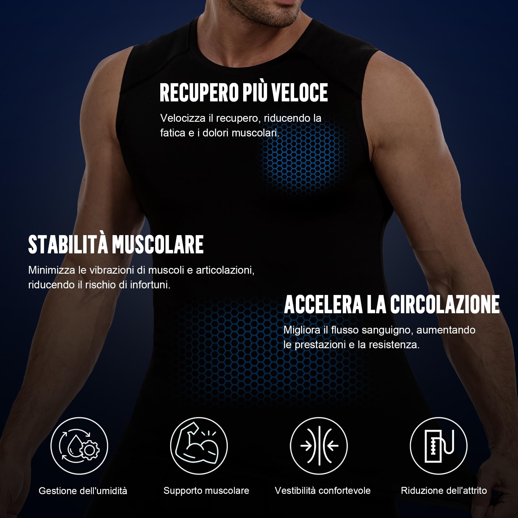 AMZSPORT Lot de 5 Débardeurs Homme Respirant, Maillot de Compression, T-Shirt Fonctionnel, T-Shirt de Course, Débardeur sans Manches pour Sport, Gym, Fitness et Running