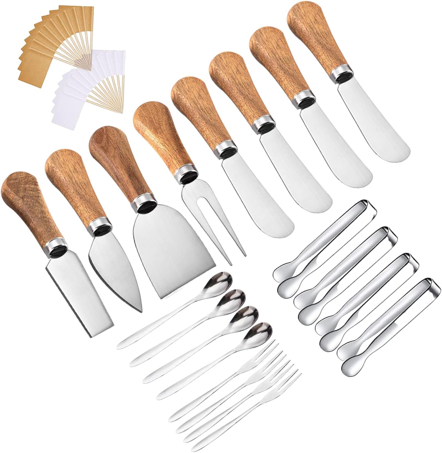 Cheese Knives Set with Wooden Handle, Mini Steel Stainless Cheese knife set for Charcuterie and Cheese spread, Perfect for Cheese Slicer and Butter Cutter Cheese Knives Set with Wooden Handle, Mini Steel Stainless Cheese knife set for Charcuterie and Cheese spread, Perfect for Cheese Slicer and Butter Cutter