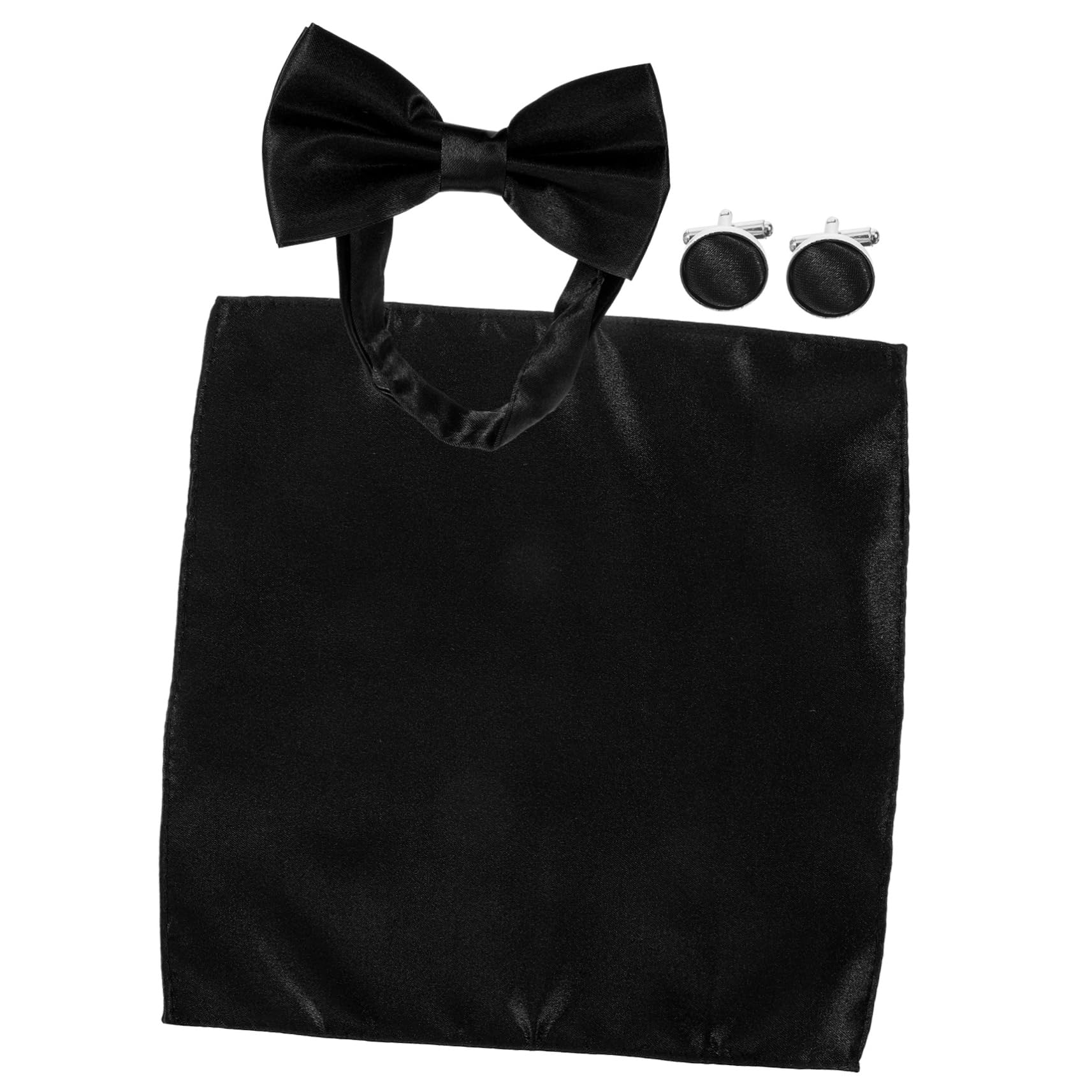 VALICLUD Men's Bow Ties Cufflinks Set Classic Handkerchiefs Tuxedo Buttons for Weddings Business Parties