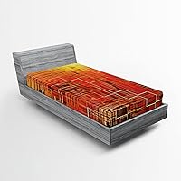 Vista 44 de Ambesonne Sábana bajera africana, estampado abstracto de líneas únicas, funda de cama con bolsillo profundo elástico para mayor comodidad