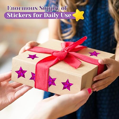 Miniatura 28 de 500 calcomanías de estrellas multicolor para recompensas infantiles, calcomanías holográficas de estrellas de 1 pulgada para bricolaje, Colorido