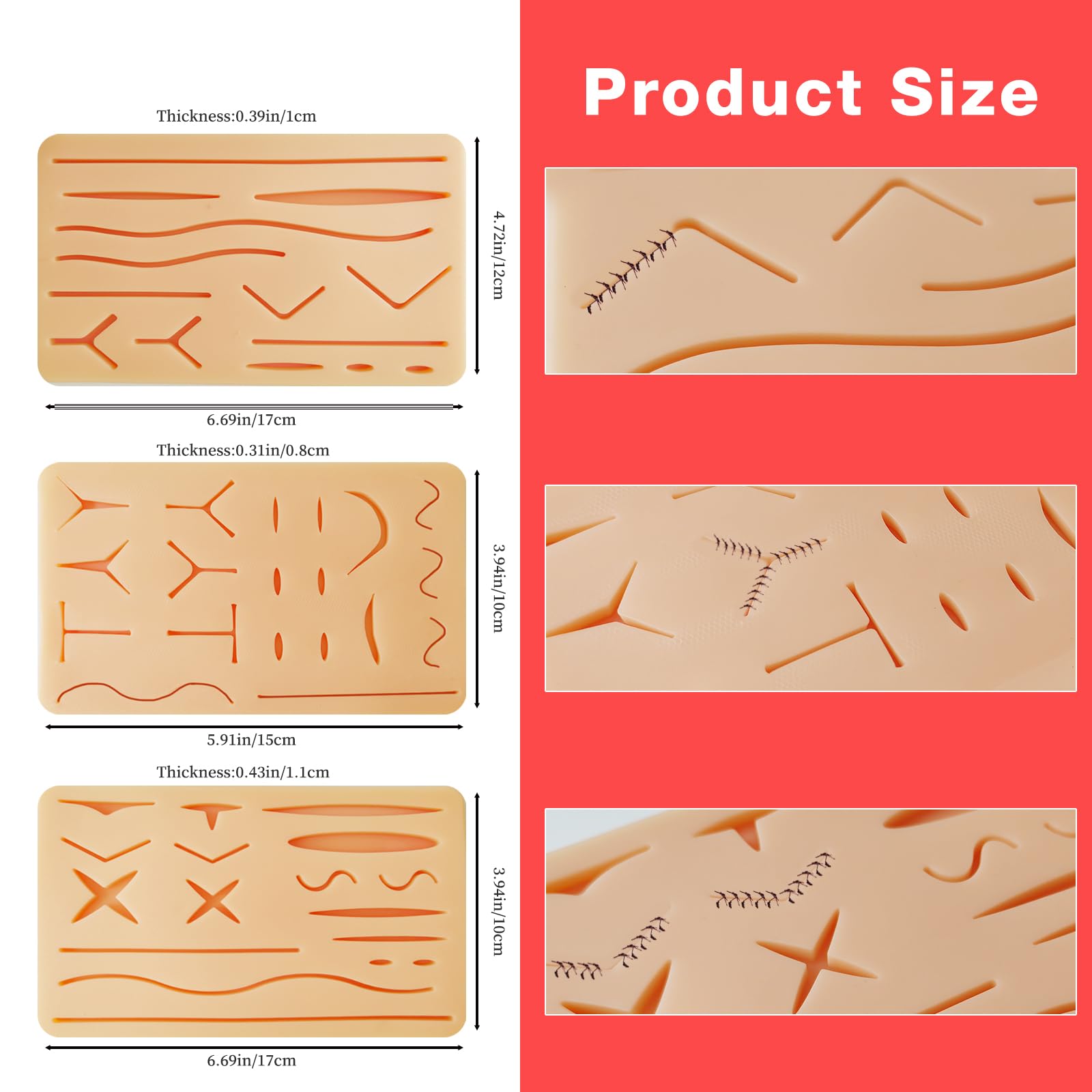 3 Pcs Suture Pad 3 Layer Suture Practice Pad with Wounds Suture Practice Kit, Hard to Rip, Tear or Break for Medical and Vet Students Veterinarian Nurses Training and Practice — Amazon image 2