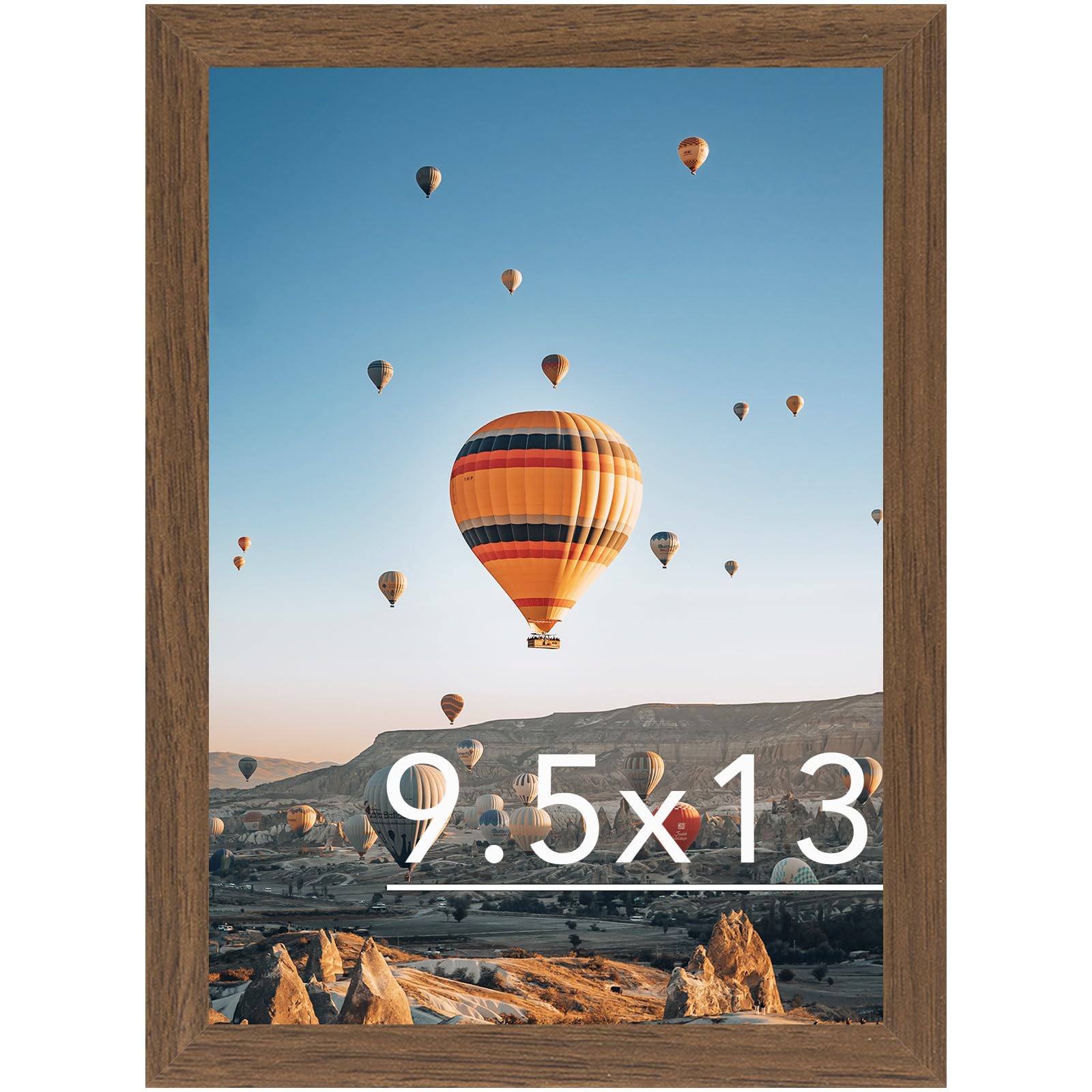 JCJMY 9.5x13 Picture Frame Brown for Wall Hanging, Wall Mounting Horizontally or Vertically, 9.5 x 13 Wall Gallery Poster Photo Frame with Shatter Resistant Plexiglass, Brown