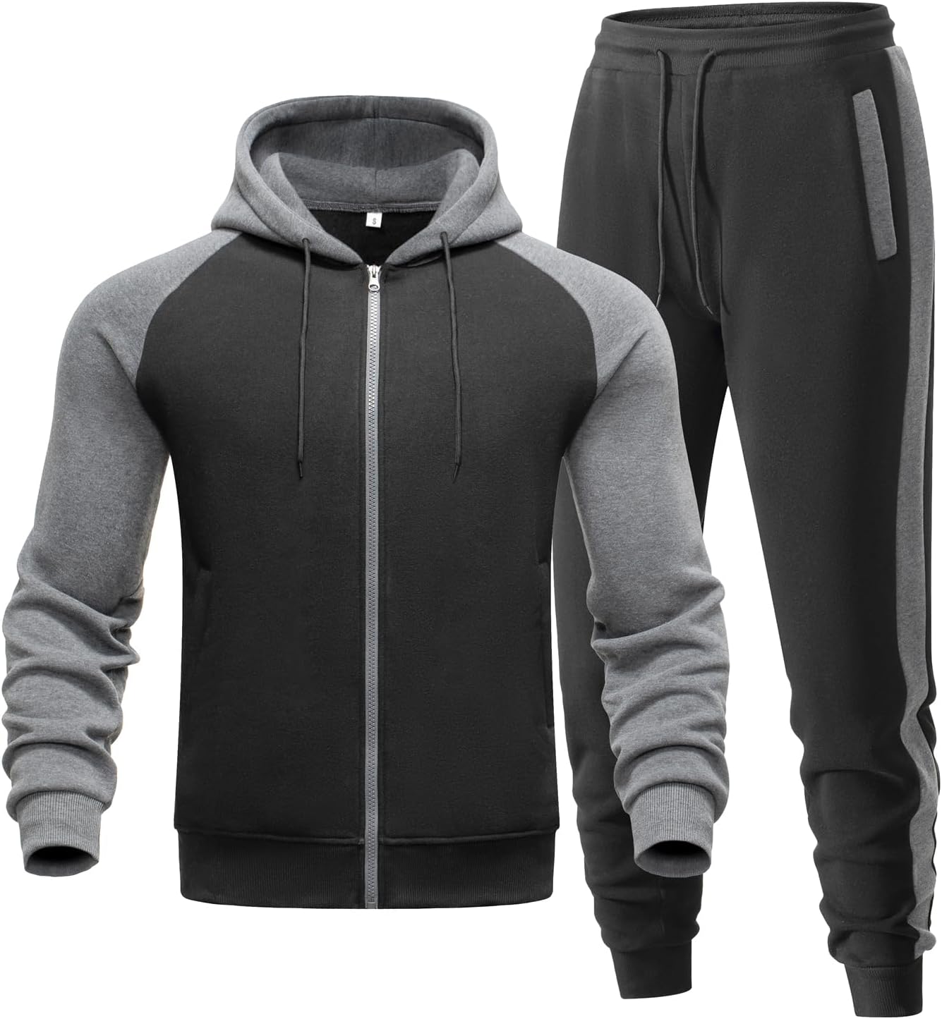 Men's Tracksuit 2 Pieces Set Zip Up Hoodie Sweatsuits Athletic Jogging Suit Set Casual Outfit with Pockets