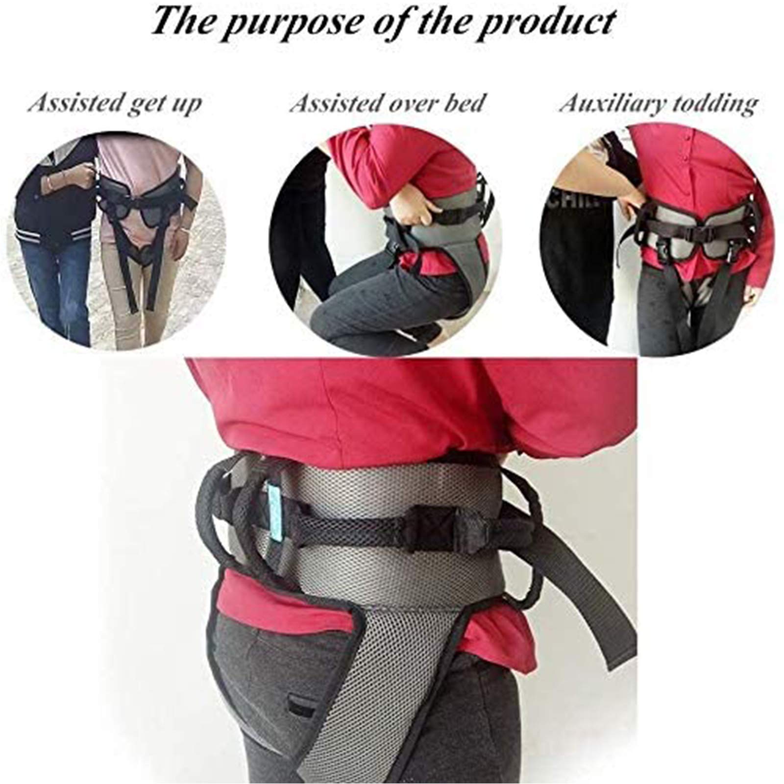 Cinturón Transferencia con Asas Ayuda para Caminar y Estar Pie Cinturón para Caminar Acolchado Ayuda para Caminar y Caminar Tamaño Ajustable para Cuidado Ancianos y Pacientes