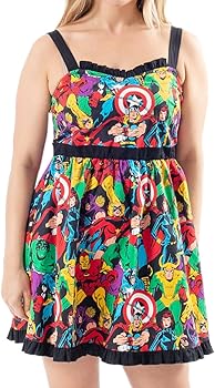 Amazon.com: Mighty Fine Marvel Super Heroes All Over Sweetheart Dress  (Adult Medium) : Clothing, Shoes & Jewelry