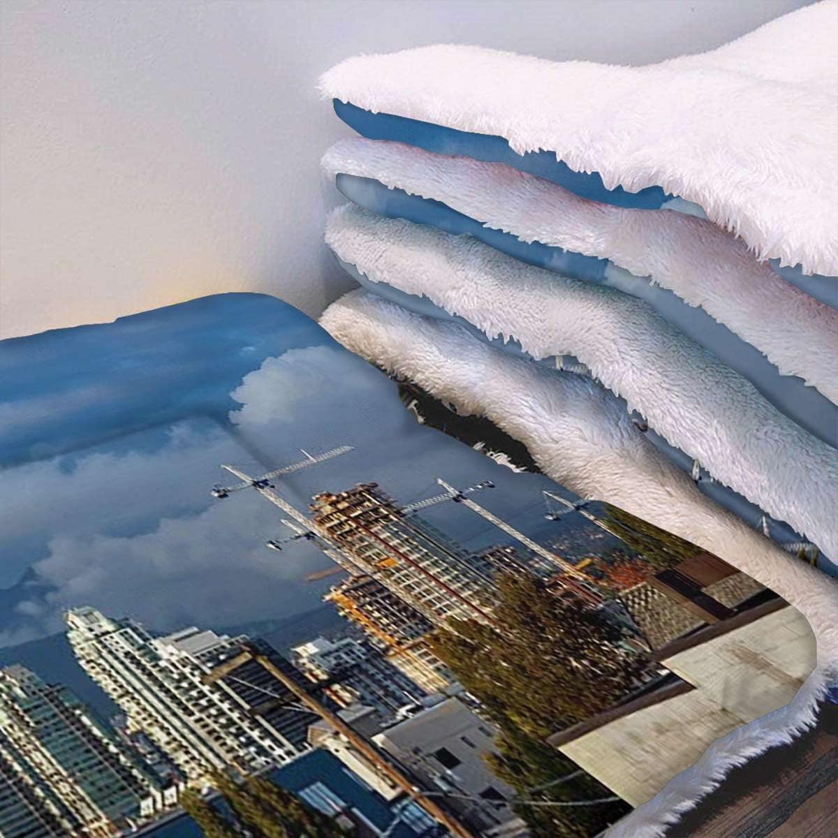 review Navy Blue Thermal Pet Mat Bed Liner Aerial View of City Skyline at Dusk Large Dog Bed Pad Pets Sleeping Bed Soft Warm Fluffy Kennel Pad Denver Panoramic 14