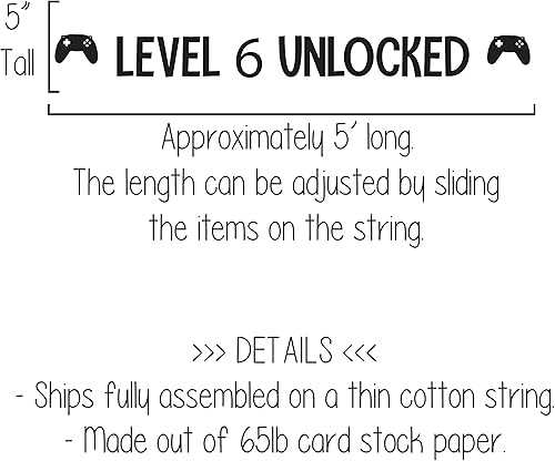 Miniatura 6 de Level 6 Unlocked, 6th Birthday Banner, Gamer Birthday Banner, Gamer Birthday Decorations, Sixth Birthday