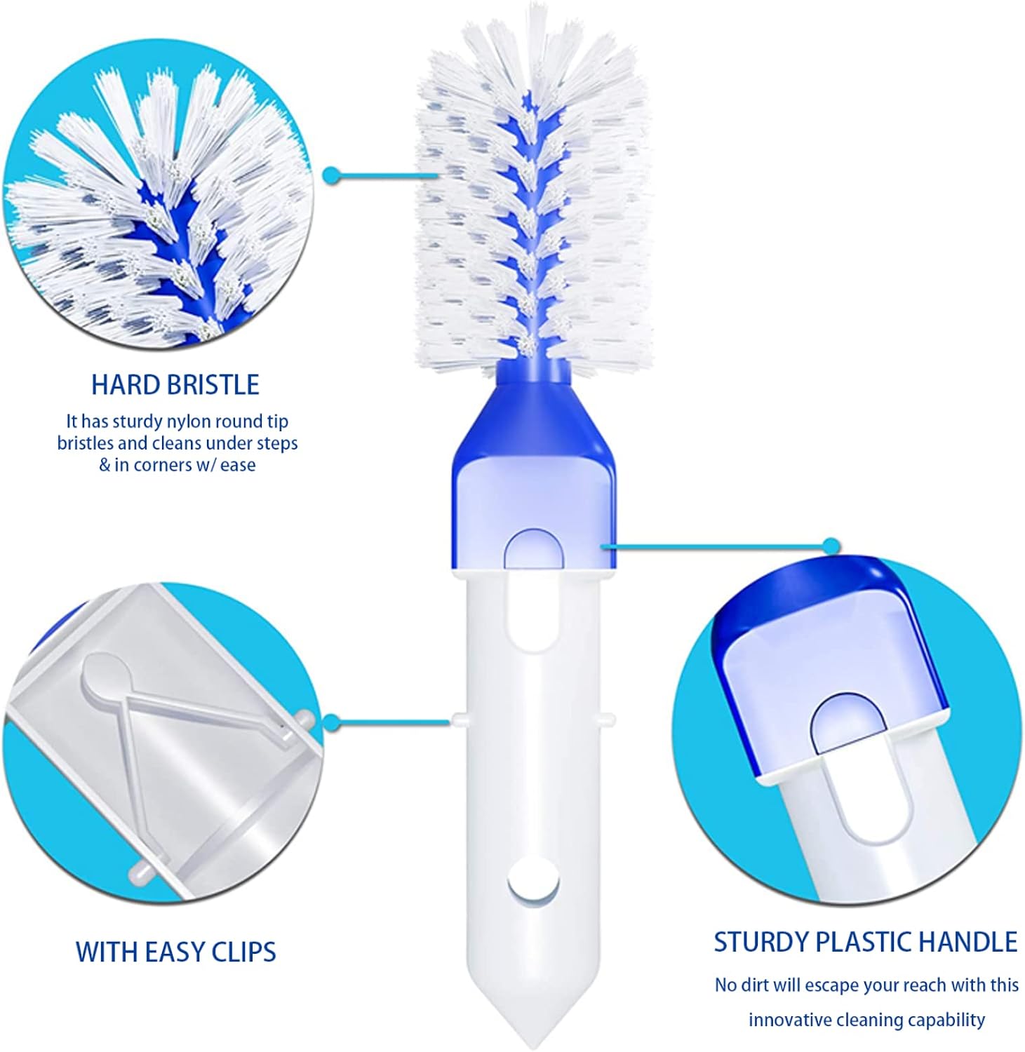 Pool Brush Head Swimming Pool Step Corner Brush Hot Tub Cleaning Brush for Above Ground in Ground Pool 2pcs, with Random Color Handle, Pool Brushes