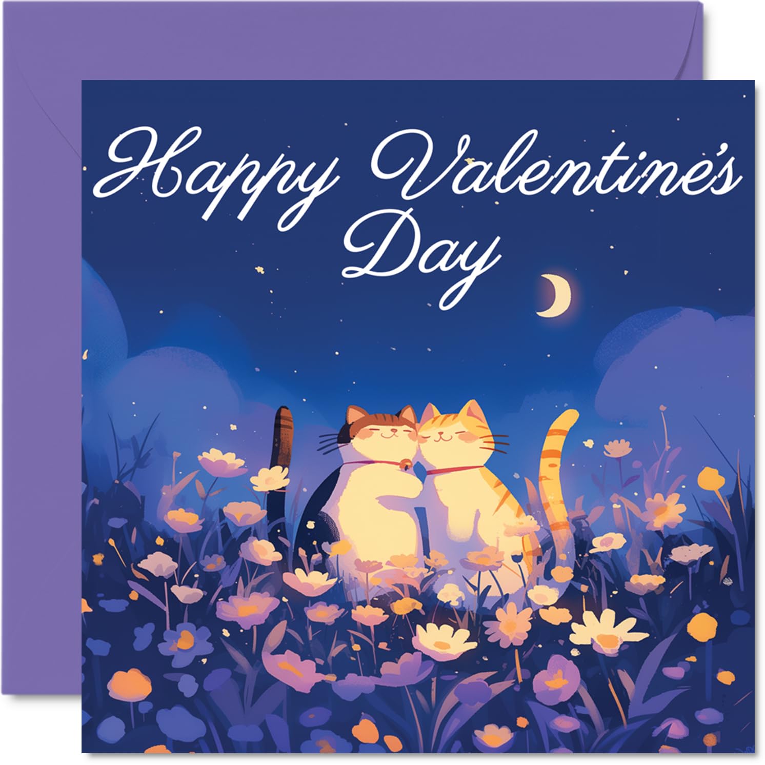 Cute Valentines Day Card - Cats in Love - Romantic Happy Valentines Card for Women Men, 145mm I Love You Valentine Greeting Cards