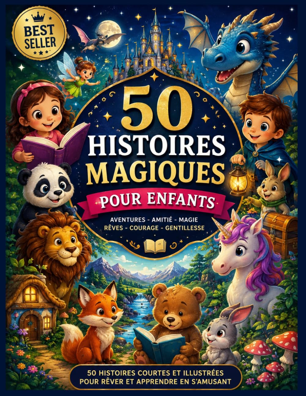 Le Grand Livre des 50 Histoires Magiques: Histoires illustrées pleines d’aventures, de rêves et de magie pour les enfants de 4 à 8 ans