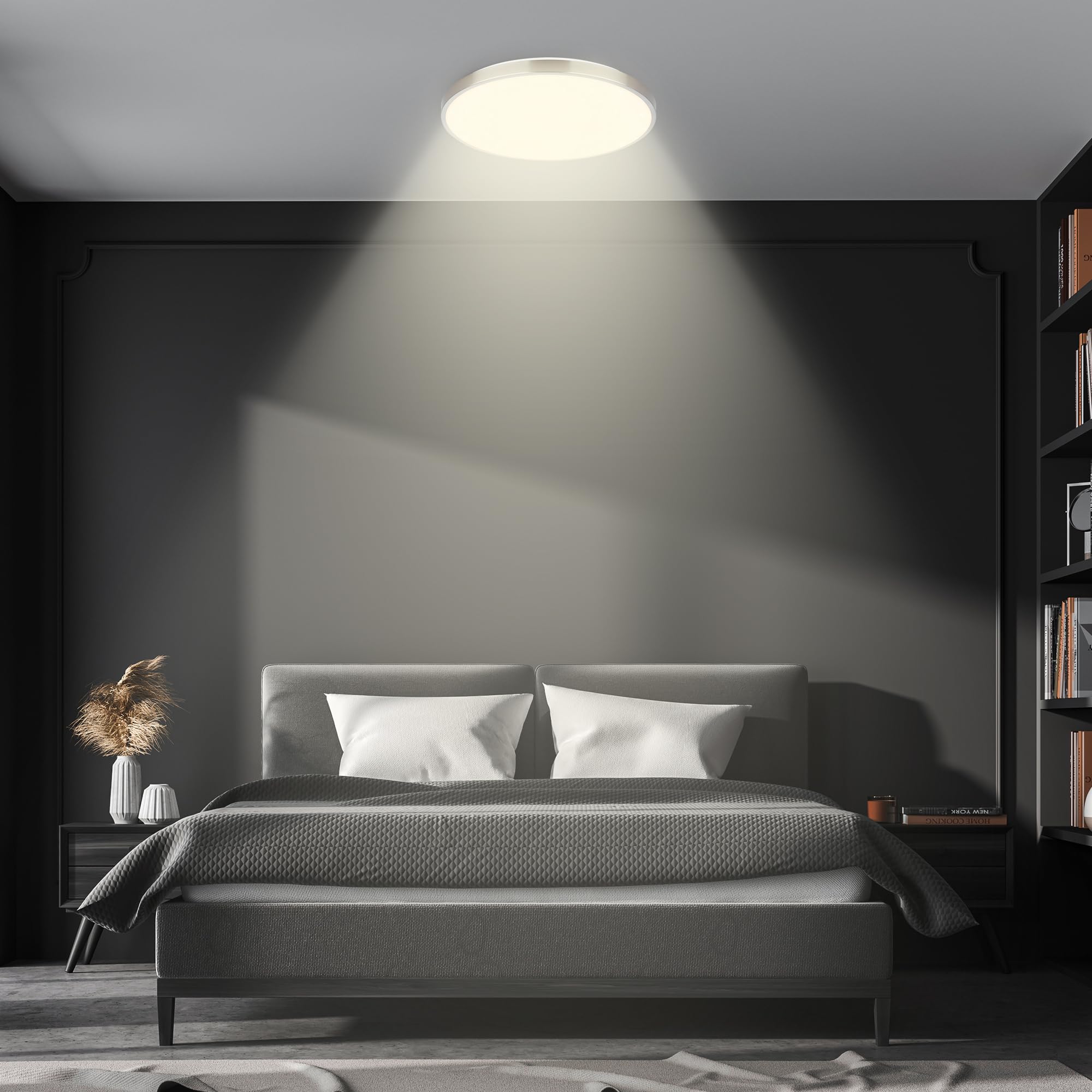 Briloner - Plafoniera LED, dimmerabile, CCT, paralume decorativo, cielo stellato, lampada soffitto, 38 x 6,5 cm, nichel opaco