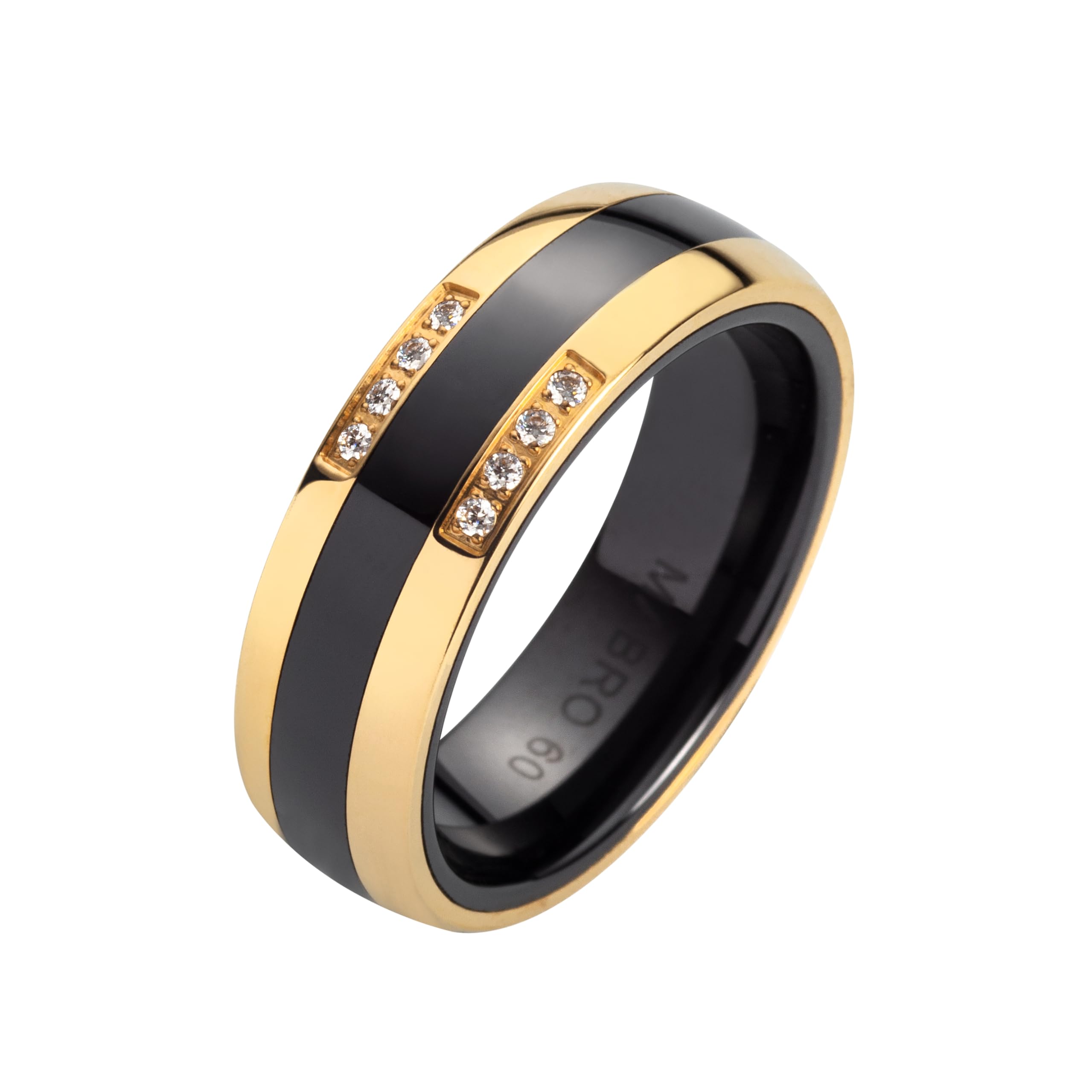 Partnerringe & Eheringe aus Keramik mit Edelstahleinlage – 7 mm Ringpaar für Sie & Ihn – Damenring mit Zirkonia – Trauringe, Hochzeitsringe, Freundschaftsringe bis Größe 74 im Etui | AB3124