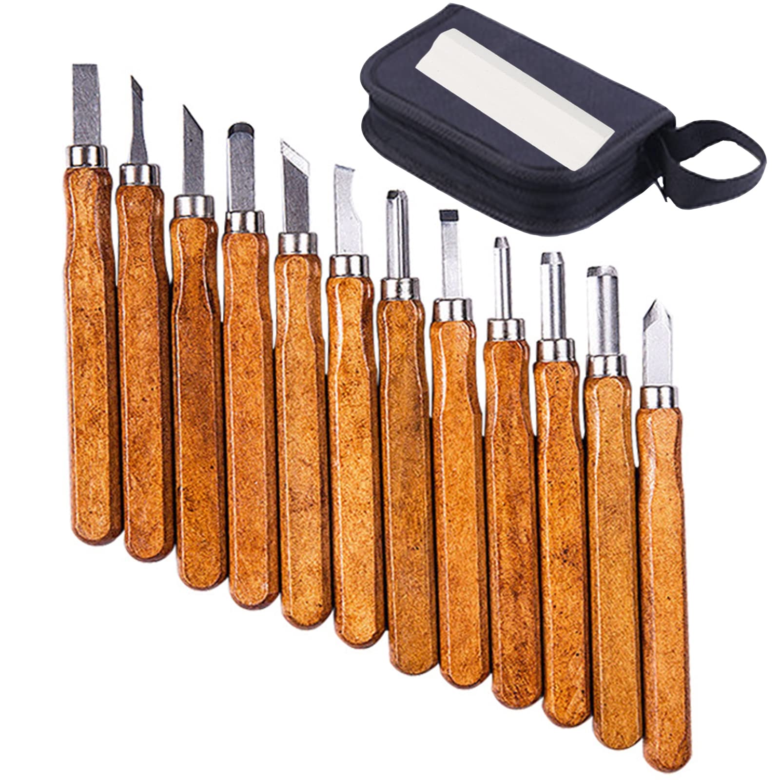 DOPORA Wood Carving Knife Tools Set - 14 PCS Hand Carving Tool Set with Whetstone and Protective Case for DIY Sculpture Carpenter Experts & Beginners Wood Working Stuff Set