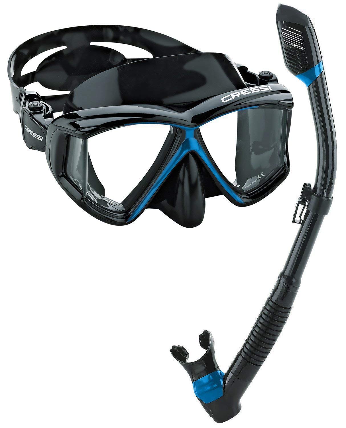 Cressi Panoramic Wide View Mask & Dry Snorkel Kit for Snorkeling, Scuba Diving - Pano 4 & Supernova Dry: Designed in Italy
