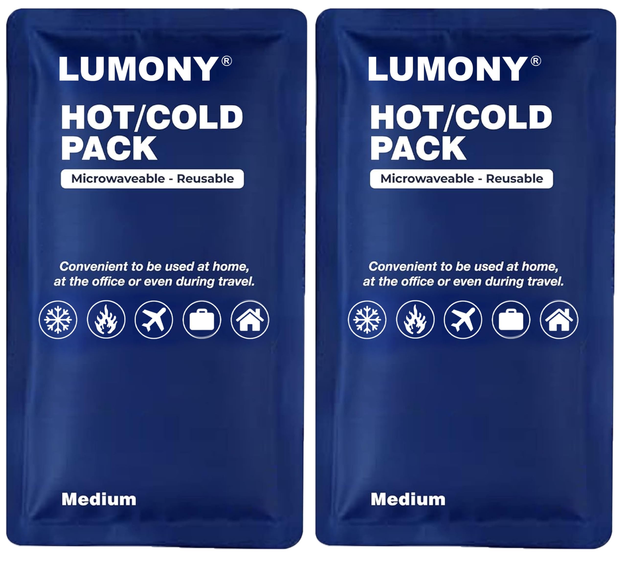 LUMONY® Reusable Hot and Cold Ice Pack for Pain Relief - Medium | Soft and Flexible Gel for Injuries and Pain Relief | Cold Ice Gel Pack for Shoulders, Knee, Back, Neck (Pack Of 2)
