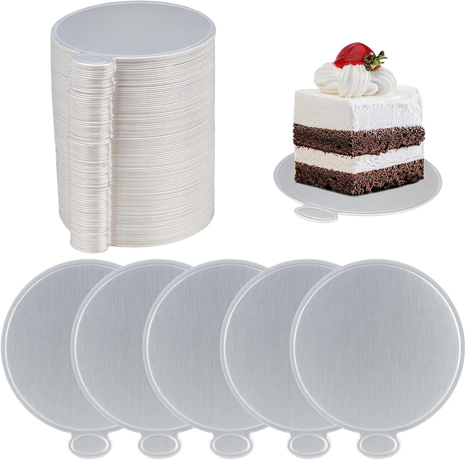 HONZUEN 100 Stück Mini Mousse Kuchen Bord, Runde Kuchenplatte Einweg Umweltfreundlich Tortenunterlage, Cupcake Dessert-Anzeigeteller für Hochzeit, Geburtstag, Party