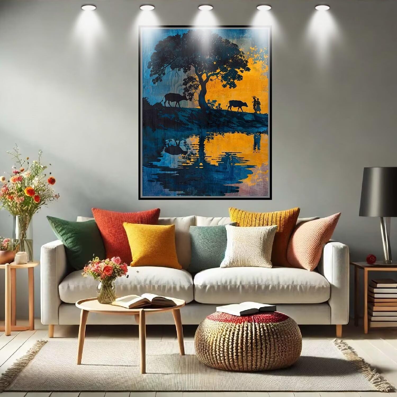 Paesaggio,Mucca Kit per Dipingere con i Numeri,Fai da Te Quadri da Dipingere Numerati per Hobby Creativi Adulti,Kit di Pittura a Olio su Tela Principianti per Decora la Casa Regalo 100x133cm 54N-6119