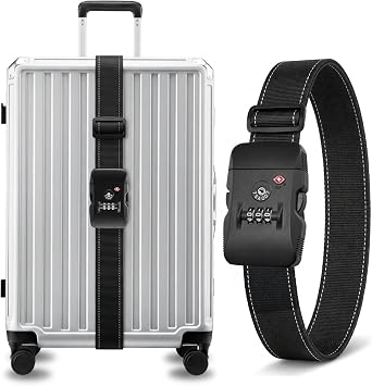 LUGGEX Luggage Straps TSA Approved, Luggage Straps for Suitcases, Easy Adjustable & Reinforced Buckle Black 20-32inch, 1 Pack