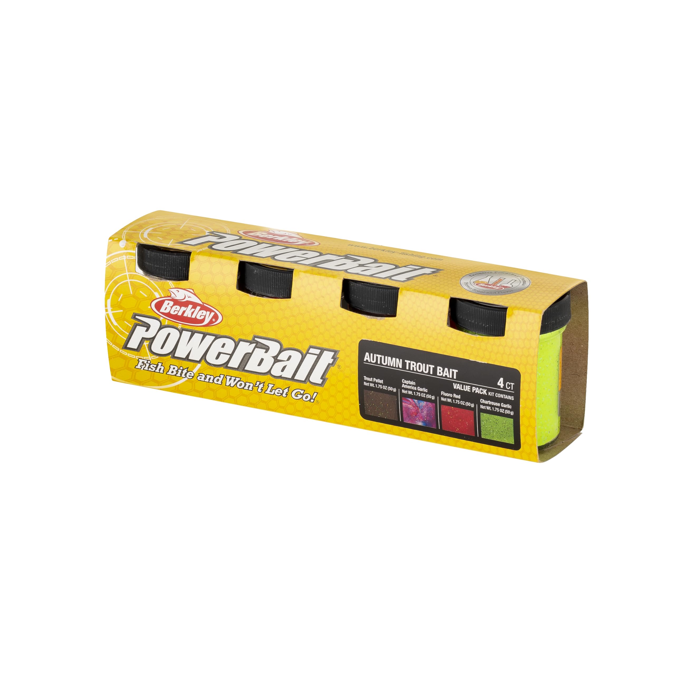 Berkley PowerBait Trout Dough Season Pack, 4 Colors & Flavors for Year-Round Trout Fishing, Scent-Infused, Moldable Bait for Lakes, Rivers & Streams, Skill Levels, Autumn pack