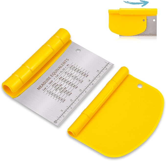 NanaHome Bench Scraper for Baking, Stainless Steel Dough Scraper/Cutter