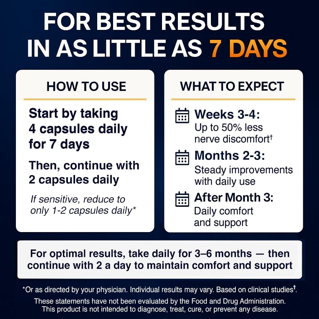 Nerve Relief Neuropathy Sciatica Support Supplement with 2400 mg Alpha Lipoic Acid to Reduce Nerve Discomfort in Feet Hands Toes – 2400mg ALA, Vitamins B12 B6 & B1, Magnesium, Turmeric – 60 Capsules - Image 8