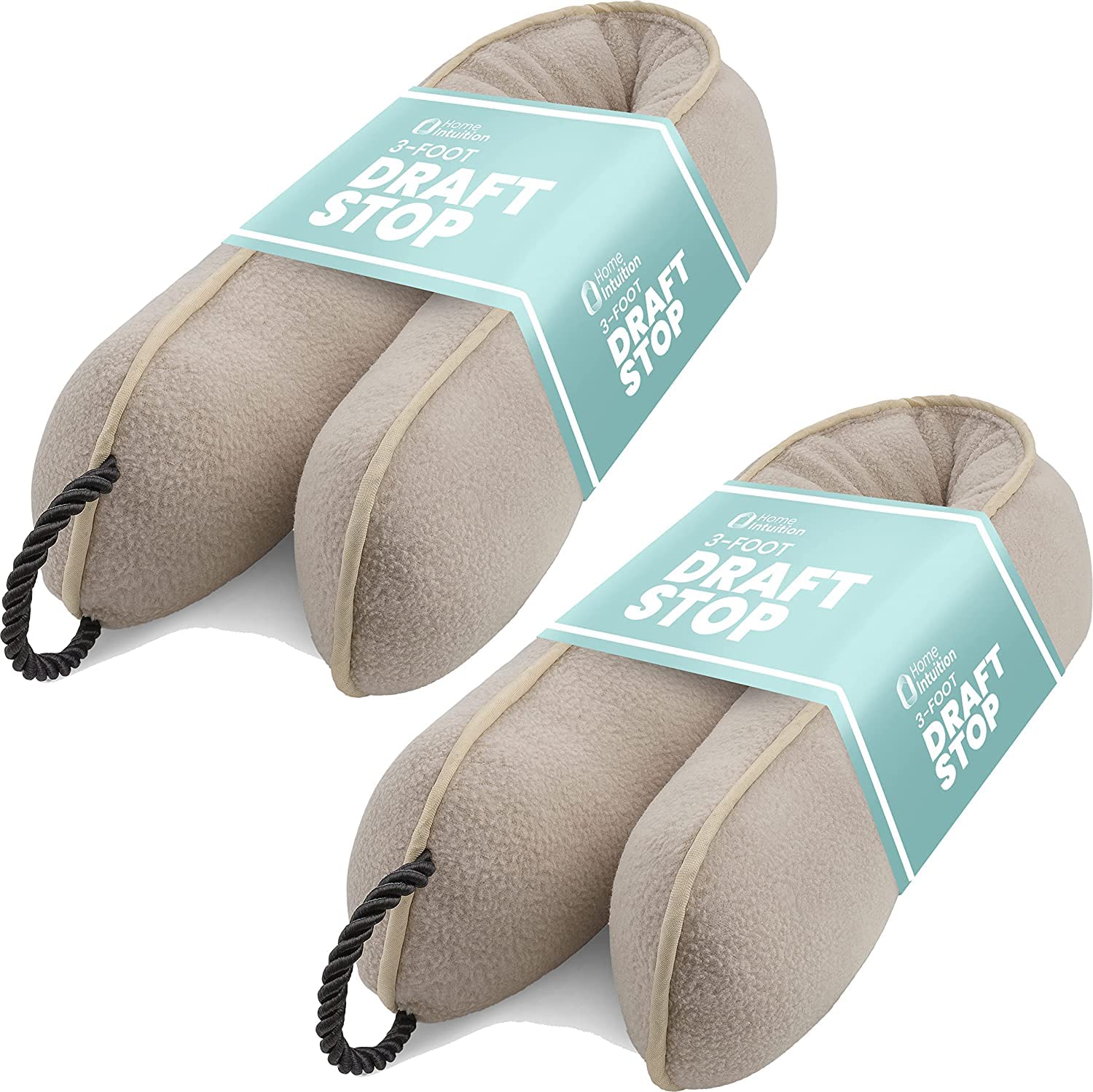 Home Intuition 3-Feet Draft Stopper Cloth Seal Weather Stop, Beige 2-Pack