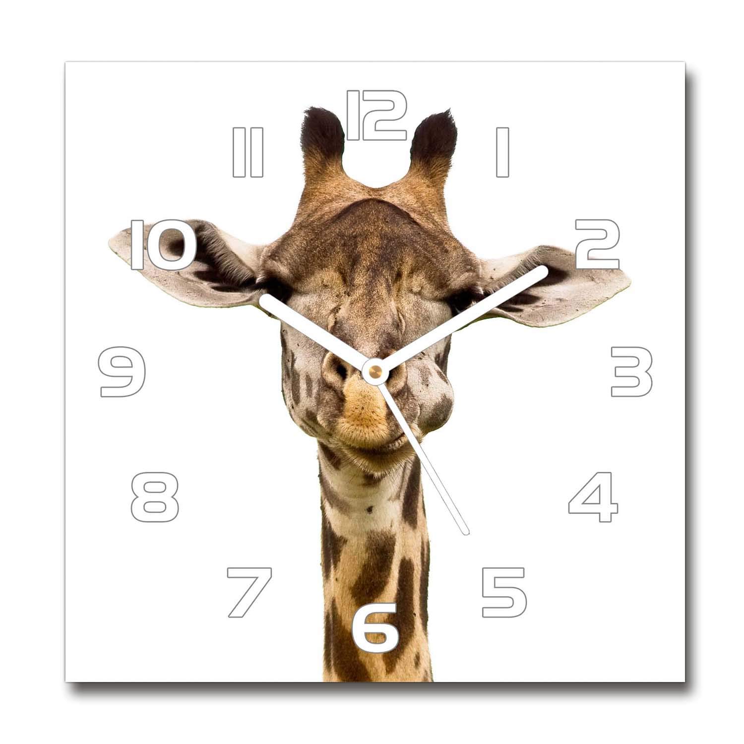 Horloge en verre 60x60cm Tulup girafe silencieuse pour salon