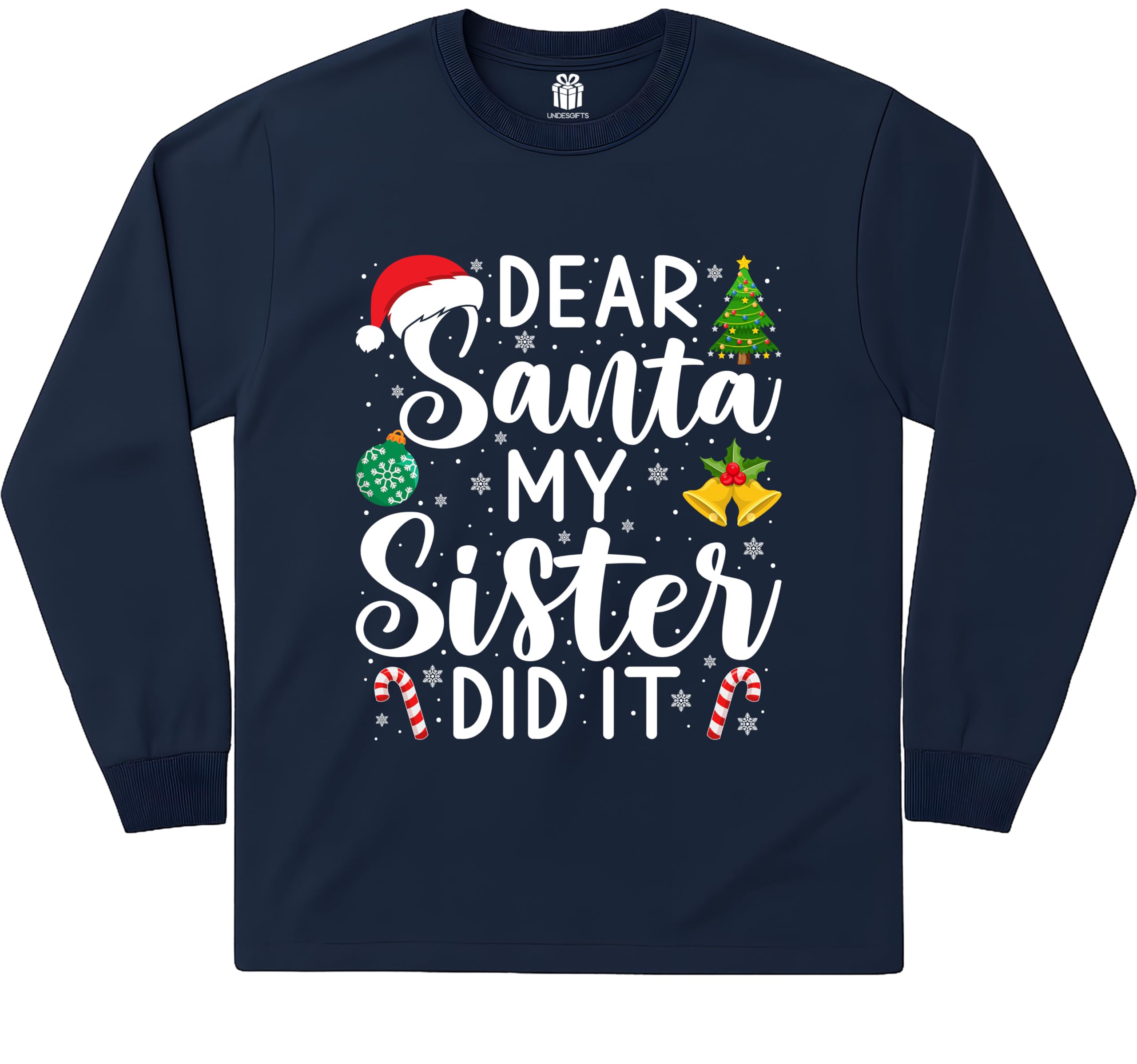 Dear Santa My Sister Did It Funny Christmas Matching Xmas Shirt for Youth Boys Girls Kids Toddler Son Daughter