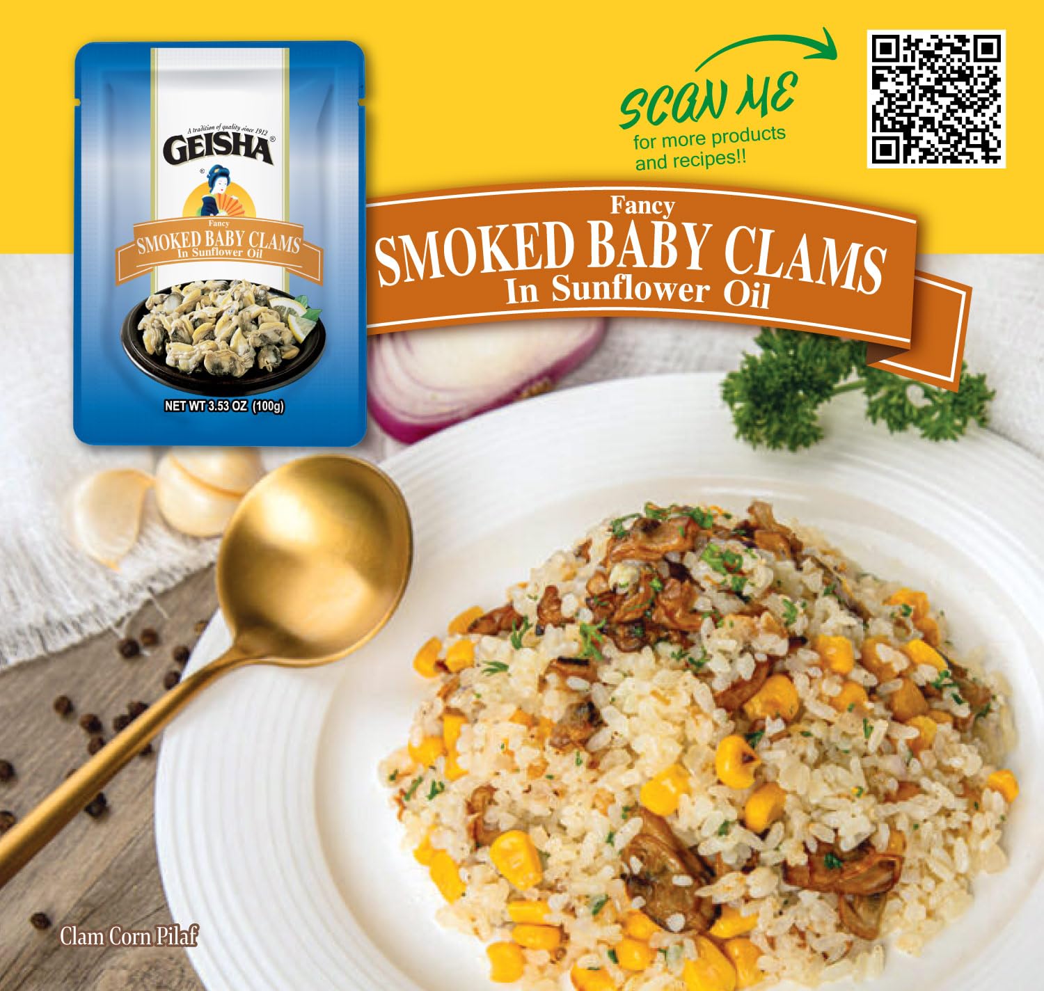 GEISHA Smoked Baby Clams in Sunflower Oil 3.53oz (Pack of 24), Baby Clams| Gluten Free – No Sugar Added – Wild Caught – Good Source of Protein