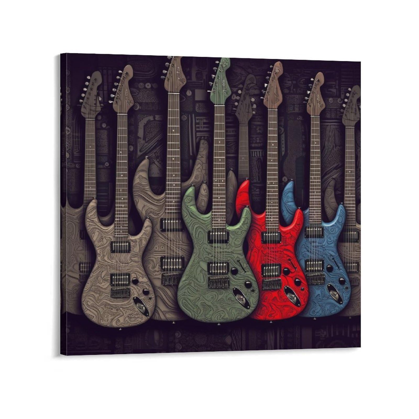 Guitar Pattern Canvas Wall Art for Bedroom 12x12inch(30x30cm) Canvas Prints Artwork for Walls Modern Picture Artwork Painting for Living Room Aesthetic Wall Paintings for Bathroom Kitchen Office Decor