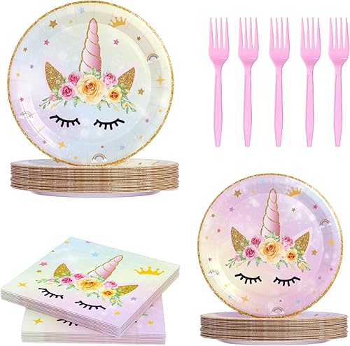 Miniatura 7 de Juego de vajilla de 120 piezas para fiesta de princesa, servilletas, tenedores, suministros de fiesta, decoraciones de fiesta de castillo de