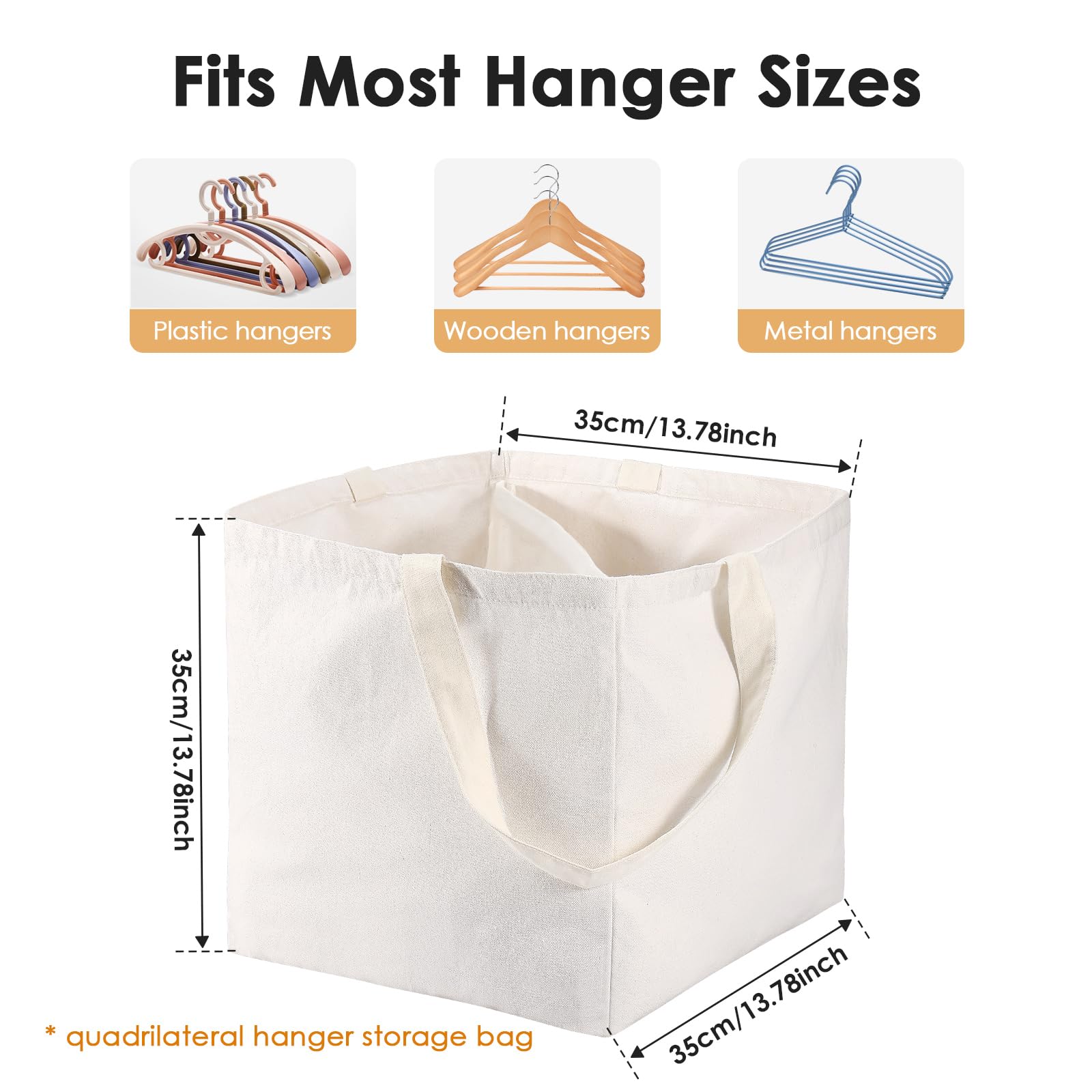 Clothes Hanger Organizer Bag, Hanger Square Storage Bag with Handles Hanger for Closet Laundry Rooms Wardrobe Drying Rack, Foldable Clothes Hanger Organizer Holder for Space Saving