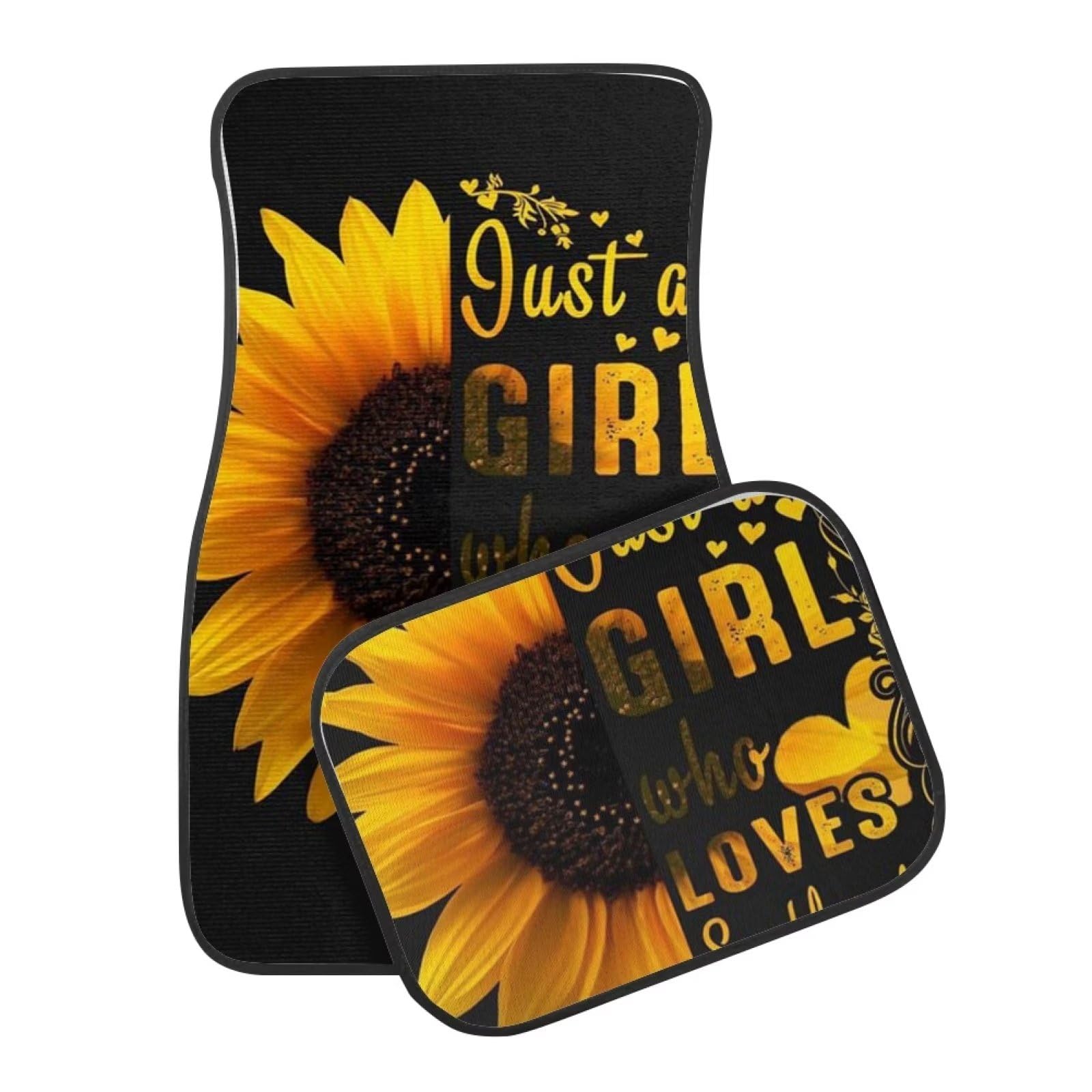 Love Sunflower Girl - Tappetini in gomma per auto, anteriori e posteriori, con retro in gomma antiscivolo, accessori interni auto