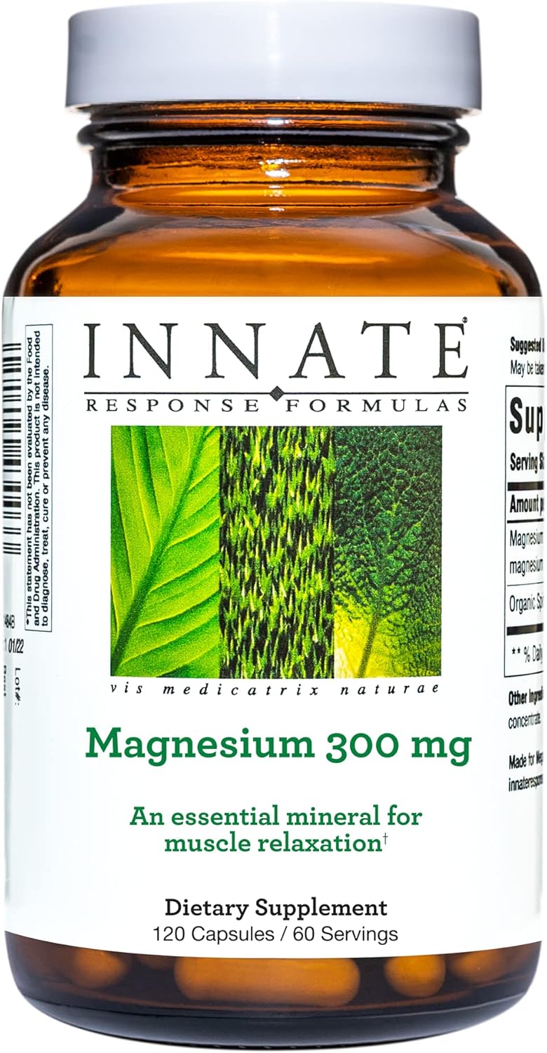 Product image of INNATE Response Formulas Magnesium 300 mg - Mineral Supplement for Muscle Relaxation - Vegetarian and Gluten-Free - 120 Capsules (60 Servings)
