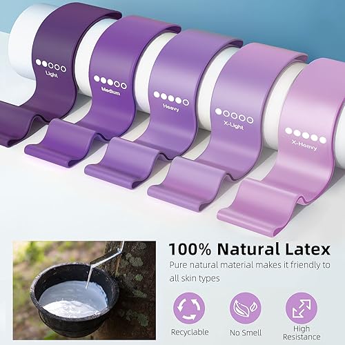 Miniatura 7 de Juego de 8 bandas de resistencia para entrenamiento, 5 bandas de ejercicio de látex y 3 bandas de tela con 2 bolsas portátiles