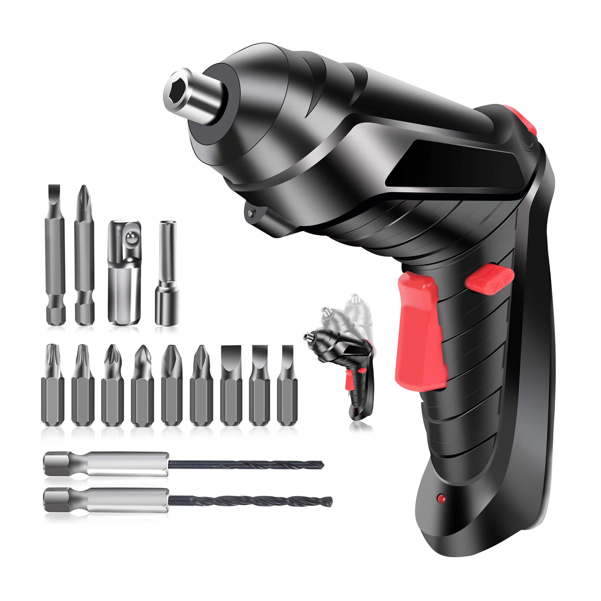 Electric Screwdriver Set Rechargeable Power Drill Driver Cordless Screwdriver with 2pcs Bits for Drilling Repair (Black Electric Screwdriver Set Rechargeable Power Drill Driver Cordless Screwdriver with 2pcs Bits for Drilling Repair (Black