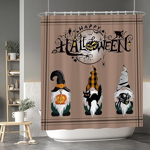 Miniatura 160 de Baocicco Juego de cortinas de ducha de fantasmas de Halloween, encantadores fantasmas de dibujos animados, divertidos trucos o tratos, cortinas de