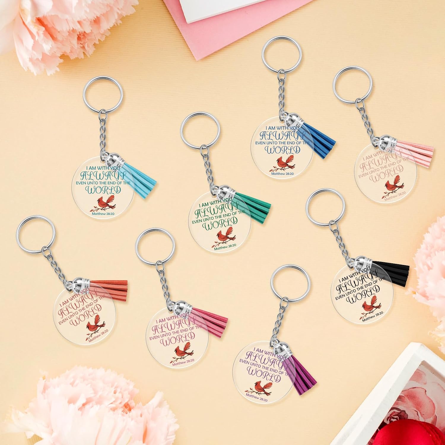 8Pcs Christian Religious Keychains Bulk for Women Girl Inspirational Bible Verse Keychains for Friends Teen Spiritual Gifts Religious Bible Gifts for Womens Confirmation Baptism Gift for Teen Girls - Image 6