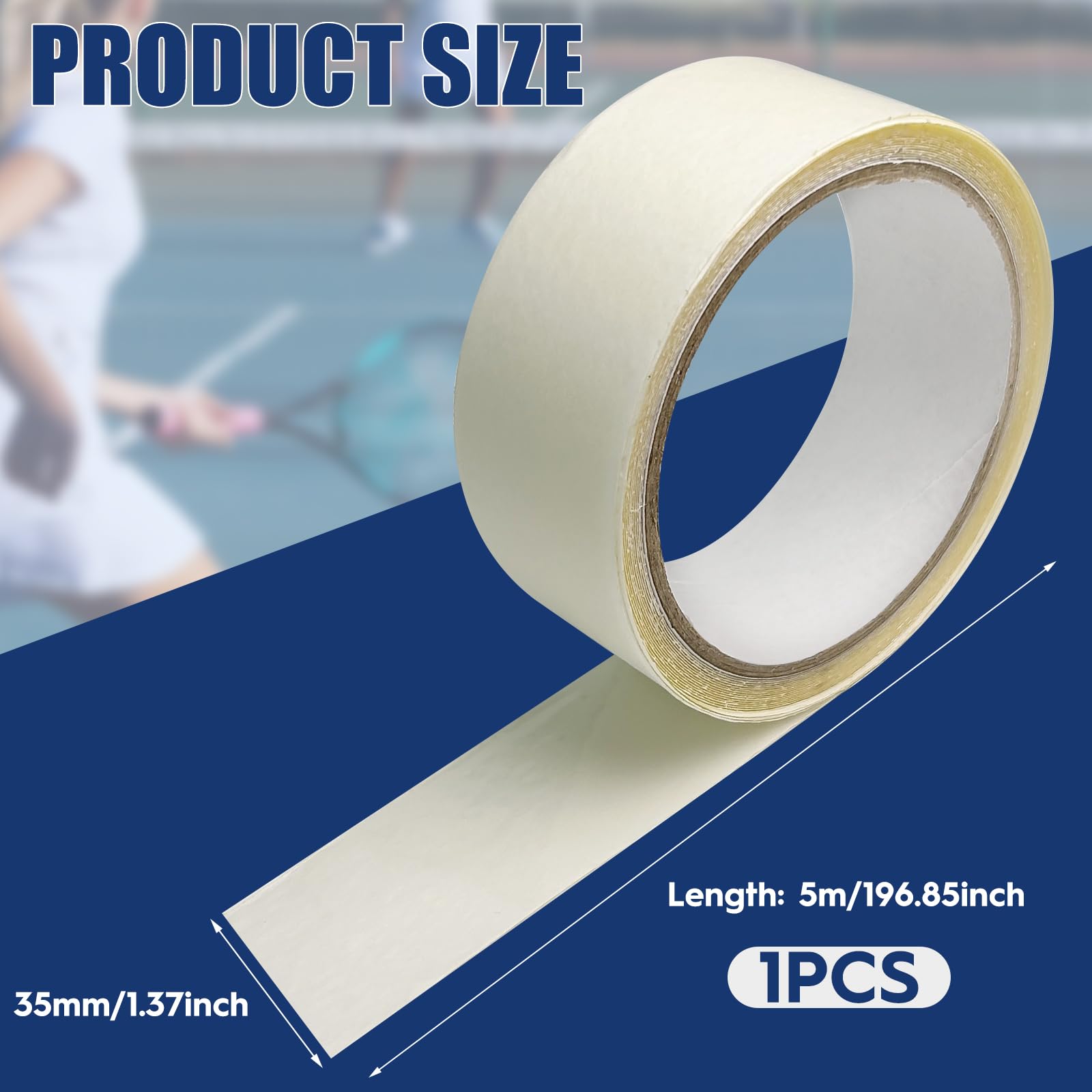 Protection de raquette transparente 3,5 cm x 5 m autocollant cadre durable