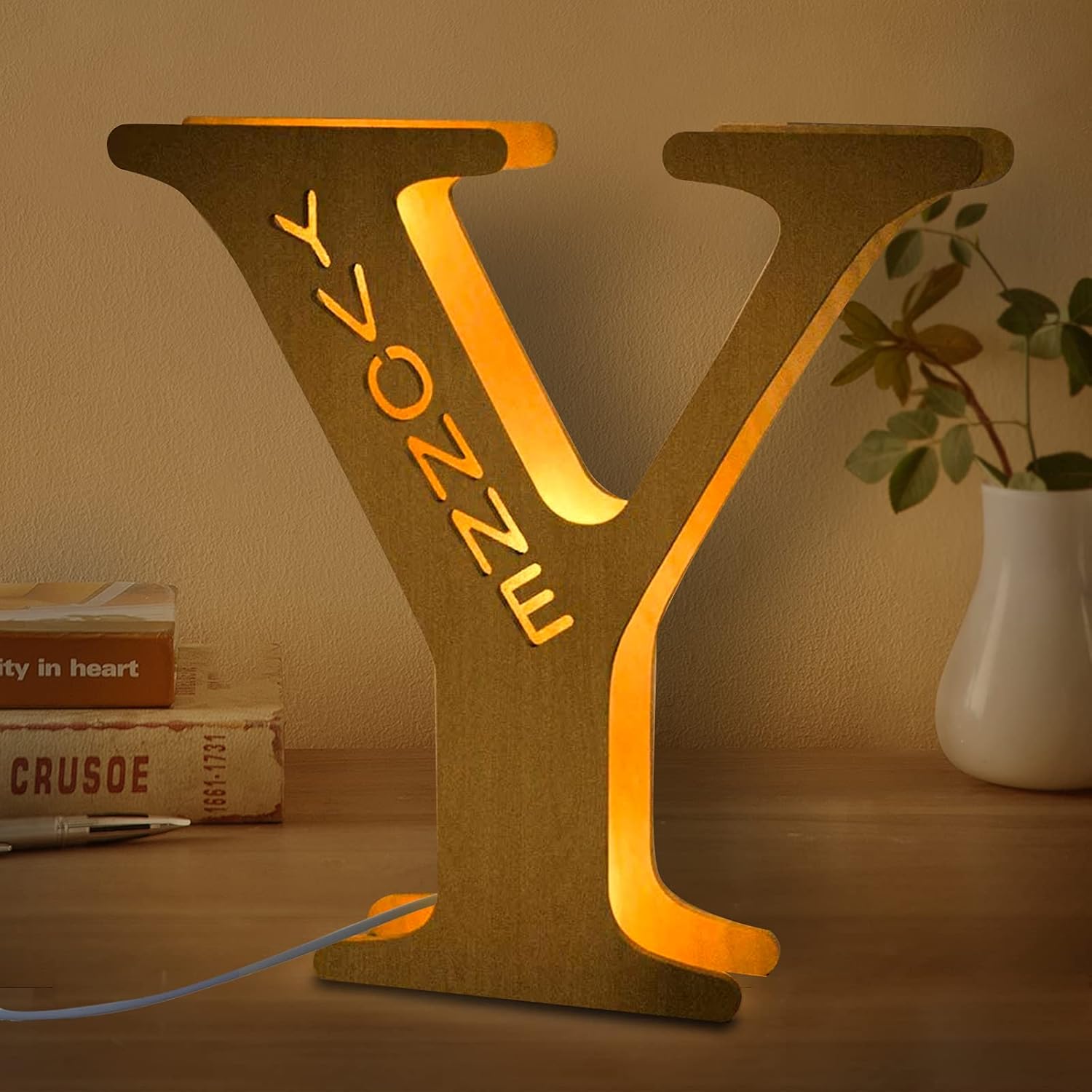 Custom LED Name Night Lights Personalized Engraved Wooden Marquee Letter Lamp Wall Decor, Romantic Gifts for Lover Anniversary