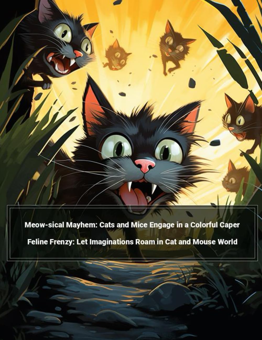 Meow-sical Mayhem: Cats and Mice Engage in a Colorful Caper: Feline Frenzy: Let Imaginations Roam in Cat and Mouse World