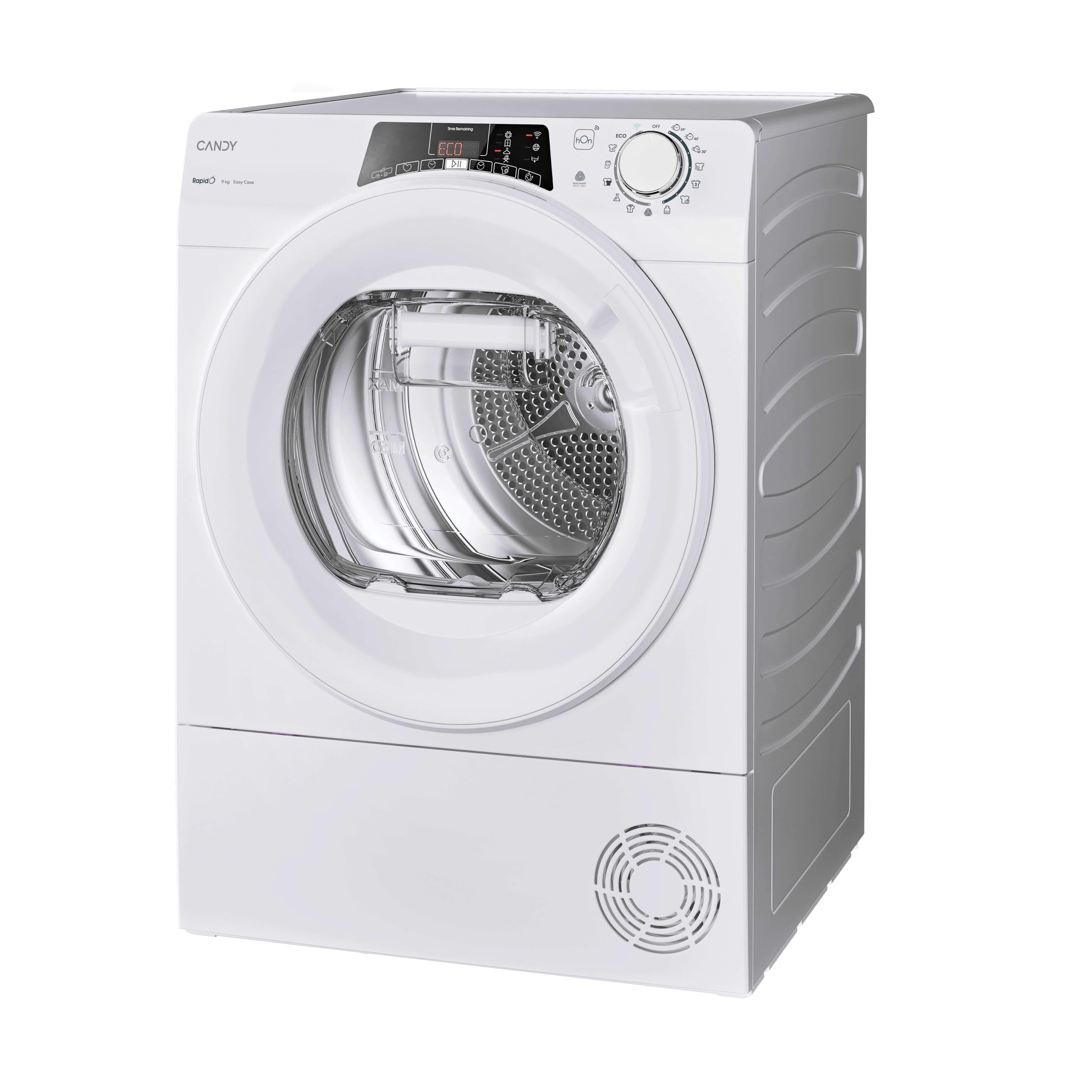Candy Rapidò Asciugatrice a Pompa di Calore 9 Kg, Classe D, Bianco | App hOn, Libera Installazione, 40 Programmi, 66 dB, Ciclo Refresh, Cicli Rapidi, Woolmark, Wi-Fi, RO EH9N2TE-S