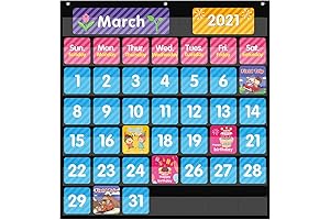 44 Pocket Calendar Classroom Chart